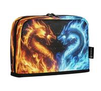 Ttgoth Trousse à crayons debout Dragon de feu de glace grande capacité pliable trousse à crayons portable organisateur de rangement pour bureau, école, fournitures de bureau, 21 x 5 x 15 cm
