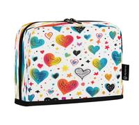 Ttgoth Trousse à crayons debout en forme de cœur coloré de grande capacité - Pliable - Organiseur de papeterie portable pour bureau, école, fournitures de bureau, 21 x 5 x 15 cm