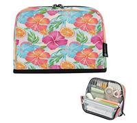 Ttgoth Trousse à crayons debout en forme de fleur de palmier - Grande capacité - Pliable - Portable - Organiseur de rangement pour bureau, école, fournitures de bureau, 21 x 5 x 15 cm