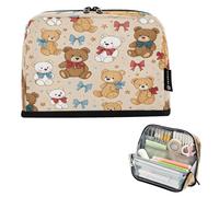 Ttgoth Trousse à crayons debout - Ours mignon - Grande capacité - Pliable - Portable - Organiseur de papeterie pour bureau, école, fournitures de bureau, 21 x 5 x 15 cm