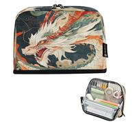 Ttgoth Trousse à crayons sur pied Dragon de grande capacité - Pliable - Portable - Organiseur de papeterie pour bureau, école, fournitures de bureau, 21 x 5 x 15 cm