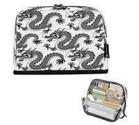 Ttgoth Trousse à crayons sur pied Dragon Grande capacité Pliable Trousse à crayons Portable Papeterie Organisateur de Rangement pour Bureau École Fournitures de bureau, 21 x 5 x 15 cm