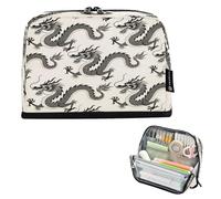 Ttgoth Trousse à crayons sur pied Dragon Grande capacité Pliable Trousse à crayons Portable Papeterie Organisateur de Rangement pour Bureau École Fournitures de bureau, 21 x 5 x 15 cm