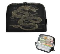 Ttgoth Trousse à crayons sur pied Dragon Grande capacité Pliable Trousse à crayons Portable Papeterie Organisateur de Rangement pour Bureau École Fournitures de bureau, 21 x 5 x 15 cm