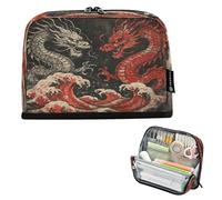 Ttgoth Trousse à crayons sur pied Dragon Grande capacité Pliable Trousse à crayons Portable Papeterie Organisateur de Rangement pour Bureau École Fournitures de bureau, 21 x 5 x 15 cm