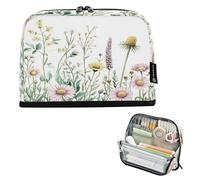Ttgoth Trousse à crayons sur pied, fleurs de printemps, grande capacité, pliable, sac à crayons portable, organisateur de rangement pour bureau, école, fournitures de bureau, 21 x 5 x 15 cm