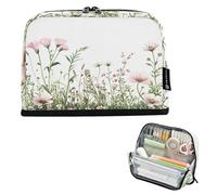 Ttgoth Trousse à crayons sur pied, fleurs de printemps, grande capacité, pliable, sac à crayons portable, organisateur de rangement pour bureau, école, fournitures de bureau, 21 x 5 x 15 cm