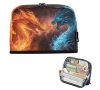 Ttgoth Trousse à crayons sur pied, motif dragon de glace, grande capacité, pliable, sac à crayons portable, organiseur de rangement pour bureau, école, fournitures de bureau, 21 x 5 x 15 cm