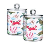 Ttgoth Turtles Qtip Lot de 2 boîtes distributrices en acrylique pour salle de bain, boîtes d'apothicaire et de maquillage pour cotons, bourgeons, cotons-tiges, boules