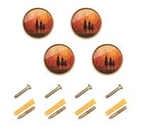 Ttgoth Western Cowboys Lot de 4 boutons de tiroir ronds de 32 mm pour placard de cuisine