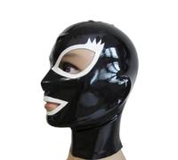 TTHFEOMDFJN Perruque en latex noir avec capuche argentée et fermeture éclair noire pour femme, costume d'Halloween et de cosplay, M, noir