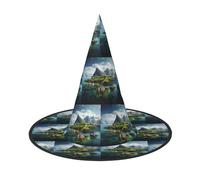 TTIGLHOH 1 chapeau de sorcière d'Halloween imprimé des îles de Norvège - Léger et pliable - Idéal pour le cosplay