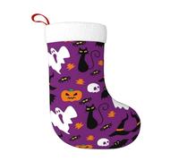 TTIGLHOH 1 chaussette de Noël traditionnelle avec imprimé d'horreur d'Halloween violet 45,7 cm, merveilleux pour la famille, les enfants et les célébrations saisonnières