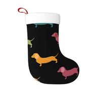 TTIGLHOH 1 chaussette de Noël traditionnelle classique avec imprimé teckel mignon de 45,7 cm, merveilleux pour la famille, les enfants et les célébrations saisonnières