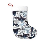 TTIGLHOH 1 chaussette de Noël traditionnelle classique de 45,7 cm avec imprimé épaulard, merveilleux pour la famille, les enfants et les célébrations saisonnières