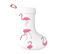 TTIGLHOH 1 chaussette de Noël traditionnelle classique de 45,7 cm avec imprimé flamants roses sur blanc, merveilleux pour la famille, les enfants et les célébrations saisonnières
