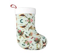 TTIGLHOH 1 chaussette de Noël traditionnelle classique de 45,7 cm avec imprimé oiseau, merveilleux pour la famille, les enfants et les célébrations saisonnières