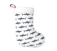 TTIGLHOH 1 chaussette de Noël traditionnelle classique de 45,7 cm avec imprimé poisson et requin, merveilleux pour la famille, les enfants et les célébrations saisonnières