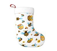 TTIGLHOH 1 chaussette de Noël traditionnelle classique de 45,7 cm avec motif abeille, merveilleux pour la famille, les enfants et les célébrations saisonnières