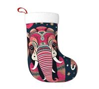 TTIGLHOH 1 chaussette de Noël traditionnelle classique de 45,7 cm avec motif éléphant bohème - Merveilleux pour la famille, les enfants et les célébrations saisonnières