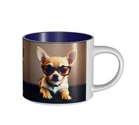 TTIGLHOH 1 tasse en céramique pour chien chihuahua - Grande capacité - Convient pour les cafés - Construction robuste - Fond antidérapant