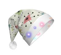 TTIGLHOH Atomic Stars Chapeau de Père Noël rétro avec lumière LED pour adultes, chapeau de Père Noël pour fête