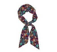 TTIGLHOH Bandanas à cheveux d'automne avec impression de crânes en sucre pour femme, léger, foulard en satin de soie pour sac à main, accessoires, Noir , Taille unique