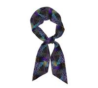 TTIGLHOH Bandanas à cheveux d'automne pour femmes avec imprimé paon violet pour femmes, foulard léger en satin de soie pour sac à main, accessoires, Noir , Taille unique
