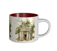 TTIGLHOH Bâtiment antique avec branche d'olivier romaine et impression grecque, tasses en céramique de grande capacité, adaptées aux cafés, construction robuste, fond antidérapant