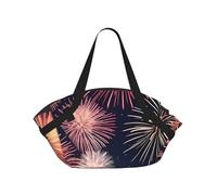 TTIGLHOH Belle couverture de plage ronde imprimée feu d'artifice se replie dans un sac fourre-tout, tapis indéchirable de 94 cm, camping festival