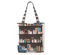 TTIGLHOH Bibliothèque Bibliothèque Sac de courses réutilisable en toile Sac fourre-tout moyen avec fermeture à pression Utilisation quotidienne, travail, shopping