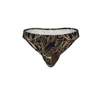TTIGLHOH Boho Gold Lotus Flowers Printed Sexy Bikini Slip for Men, Soft Bulge Pouch Underwear, Low Rise Male Underwear Gift, Noir , 4XL