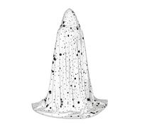 TTIGLHOH Cape longue à pois noirs et blancs pour adolescents, équipement de cosplay, bal masqué, vampire, sorcière, fête d'Halloween