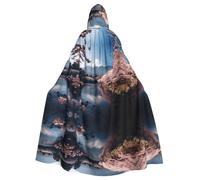 TTIGLHOH Cape longue avec capuche style paysage du mont Fuji du Japon pour adulte, robe gothique pour bal masqué, costume médiéval