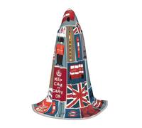 TTIGLHOH Cape longue avec symboles de l'Angleterre pour adolescents - Équipement de cosplay, bal masqué, vampire, sorcière, fête d'Halloween