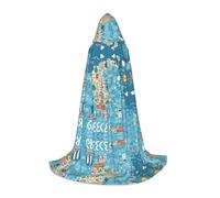 TTIGLHOH Cape longue de carte de la Grèce pour adolescents - Équipement de cosplay, bal masqué, vampire, sorcière, fête d'Halloween