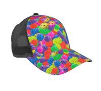 TTIGLHOH Casquette de baseball d'été avec motif de balles de pickleball, casquette de baseball réglable avec dos en maille pour la course à pied, la randonnée, Noir , Taille unique