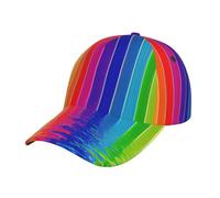 TTIGLHOH Casquette de baseball élégante imprimée à rayures arc-en-ciel en polyester sergé réglable unisexe