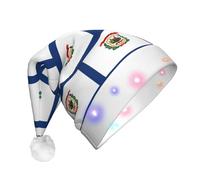 TTIGLHOH Chapeau de Père Noël avec drapeau de l'État de Virginie occidentale pour Noël, chapeau avec lumière LED pour adultes, chapeau de Père Noël pour fête