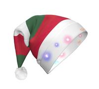 TTIGLHOH Chapeau de Père Noël drapeau de la Hongrie pour costume de Noël Chapeau avec lumière LED pour adultes, chapeau de Père Noël pour fête