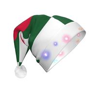 TTIGLHOH Chapeau de Père Noël Drapeau de l'Algérie pour costume de Noël Chapeau avec lumière LED pour adultes, chapeau de Père Noël pour fête