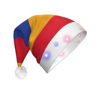 TTIGLHOH Chapeau de Père Noël Drapeau de l'Arménie pour costume de Noël Chapeau avec lumière LED pour adultes, chapeau de Père Noël pour fête