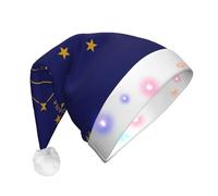 TTIGLHOH Chapeau de Père Noël drapeau de l'État de l'Indiana pour Noël, chapeau avec lumière LED pour adultes, chapeau de Père Noël pour fête