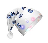 TTIGLHOH Chapeau de Père Noël mauvais yeux pour costume de Noël avec lumière LED pour adultes, chapeau de Père Noël pour fête