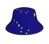 TTIGLHOH Chapeau de soleil double face imprimé drapeau de l'État de l'Alaska, chapeau d'extérieur réfléchissant, chapeau cloche réversible pour randonnée et plage, noir
