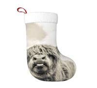 TTIGLHOH Chaussette de Noël traditionnelle avec imprimé vache des Highlands - 45,7 cm - Merveilleux pour la famille, les enfants et les célébrations saisonnières