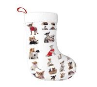 TTIGLHOH Chaussette de Noël traditionnelle avec motif chihuahua imprimé carlin - 45,7 cm - Merveilleux pour la famille, les enfants et les célébrations saisonnières