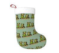 TTIGLHOH Chaussette de Noël traditionnelle avec motif grenouilles vertes amusantes - 45,7 cm - Merveilleux pour la famille, les enfants et les célébrations saisonnières