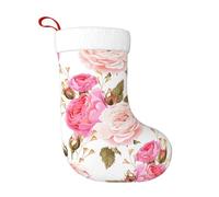 TTIGLHOH Chaussette de Noël traditionnelle classique avec imprimé floral rose rose 45,7 cm Merveilleux pour la famille, les enfants et les célébrations saisonnières
