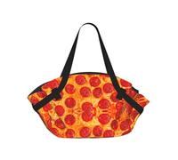 TTIGLHOH Couverture de plage ronde imprimée 3D Pizza Pepperoni - Se replie dans un sac fourre-tout - Résistant aux déchirures - 94 cm - Pour camping et festival
